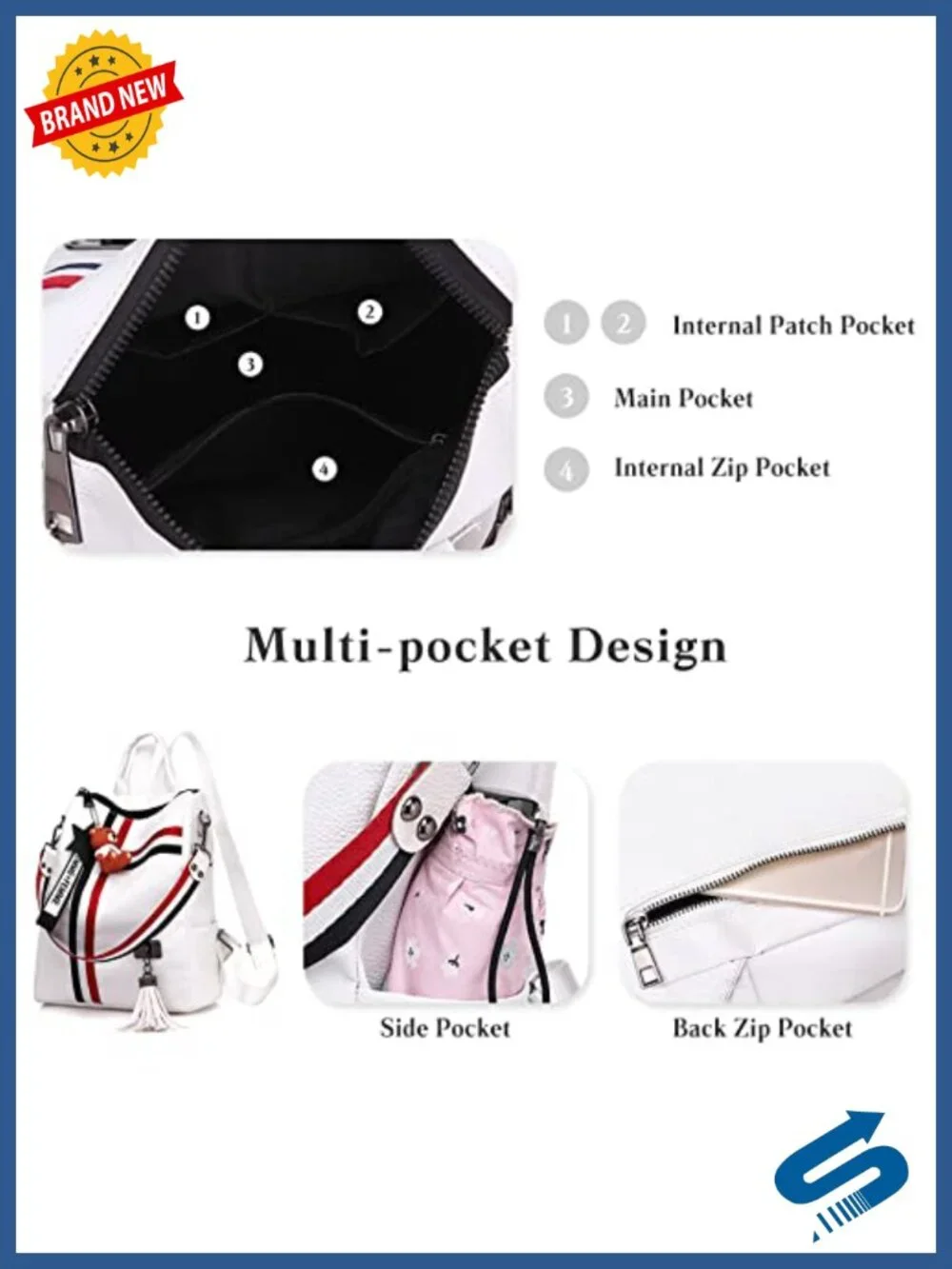 Women PU Leather Backpack Anti-theft Waterproof Daypack Work Travel